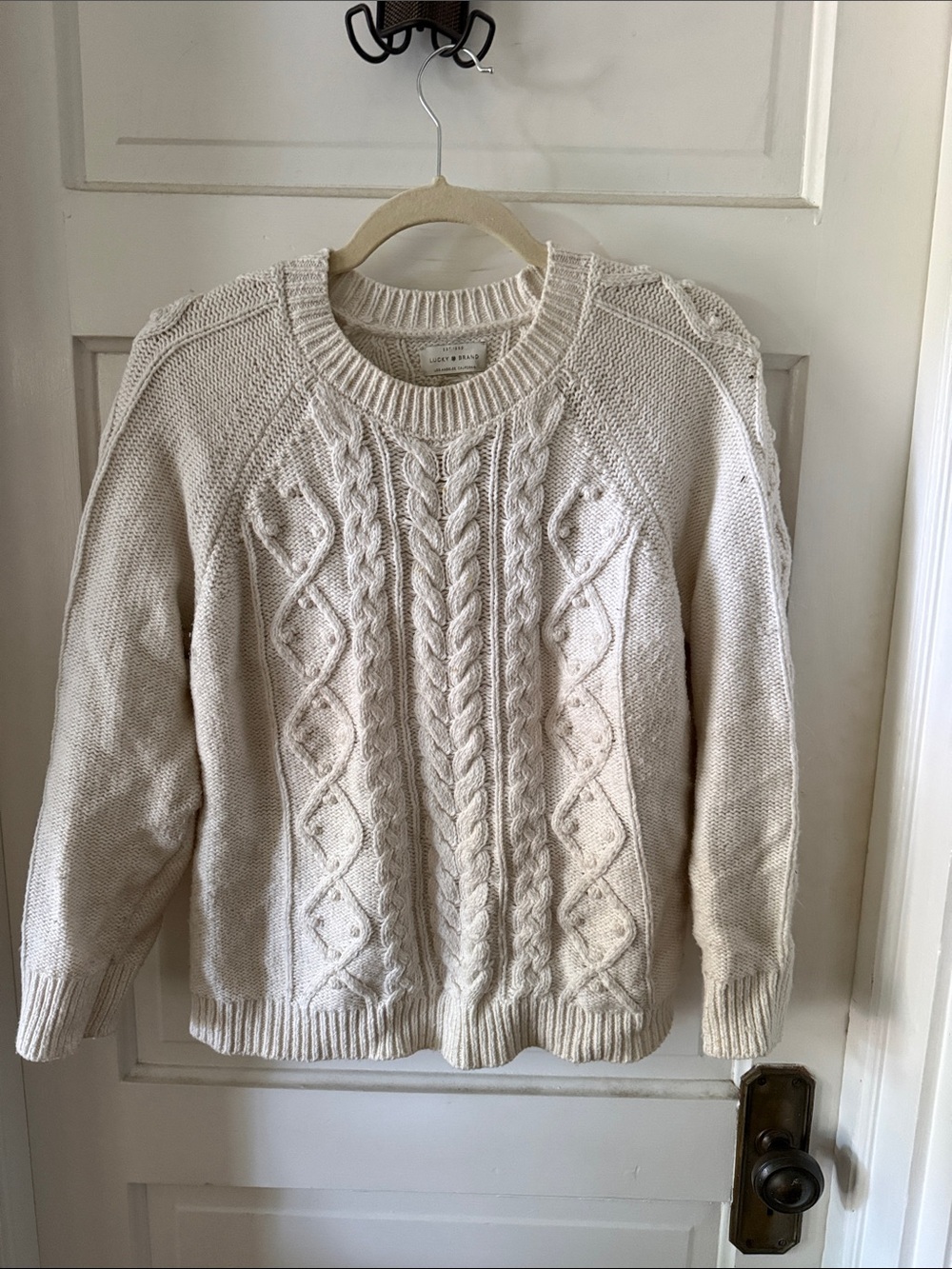 Lucky Brand Cream Cable Knit Crewneck Sweater